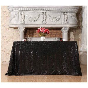 50" x 50" Black Square Sequin Tablecloth Wedding Party Dining Linen